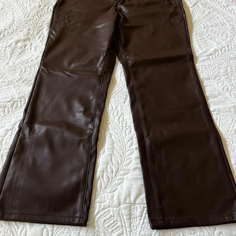 Brown Faux Leather Pants